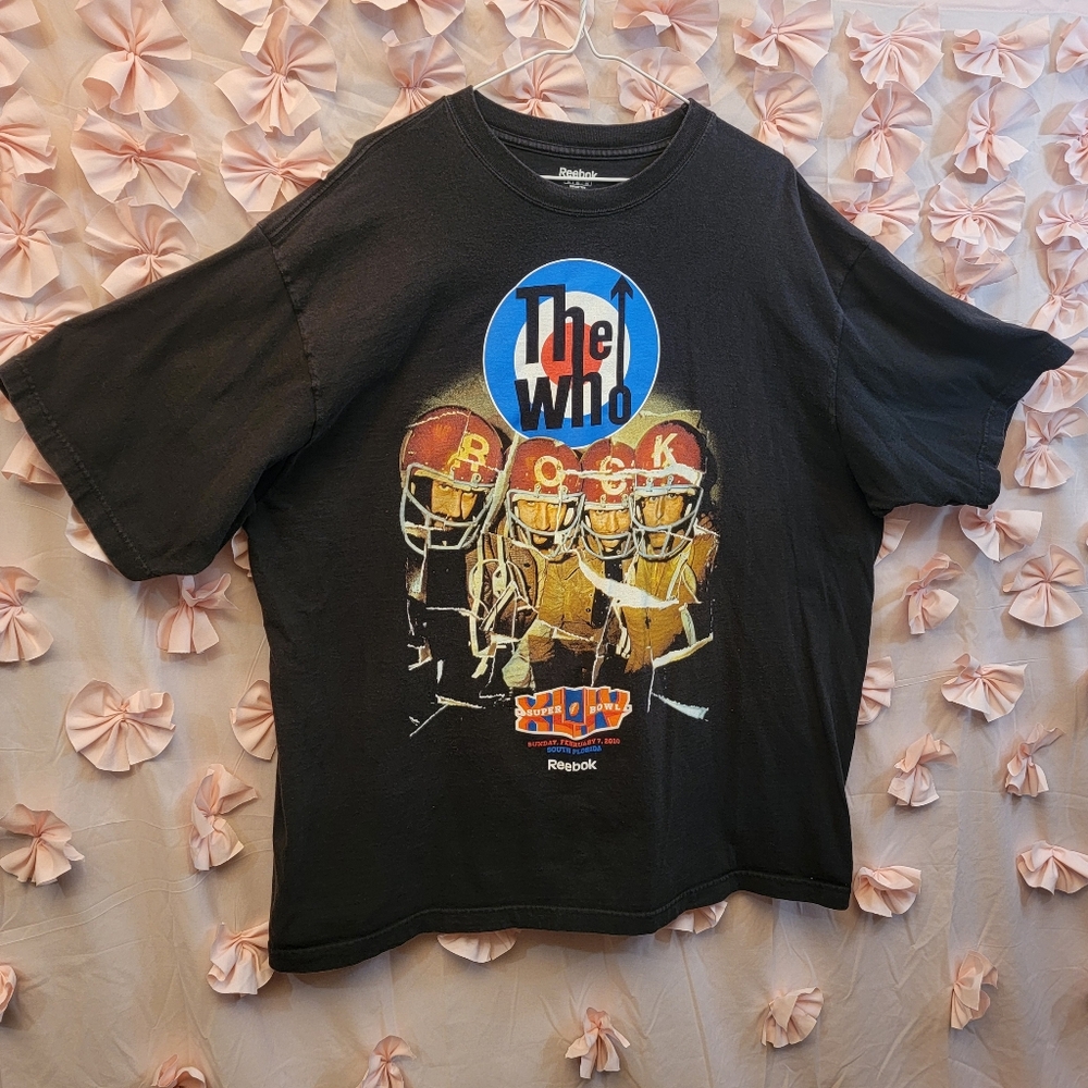 Rare 2010 Reebok Super Bowl XLIV The Who Halftime Show Graphic T-Shirt Mens 2XL